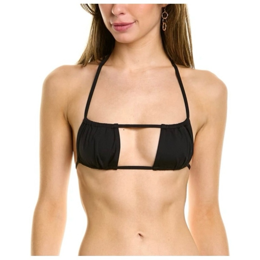 WeWoreWhat Black Cut-Out Halter Bikini Top